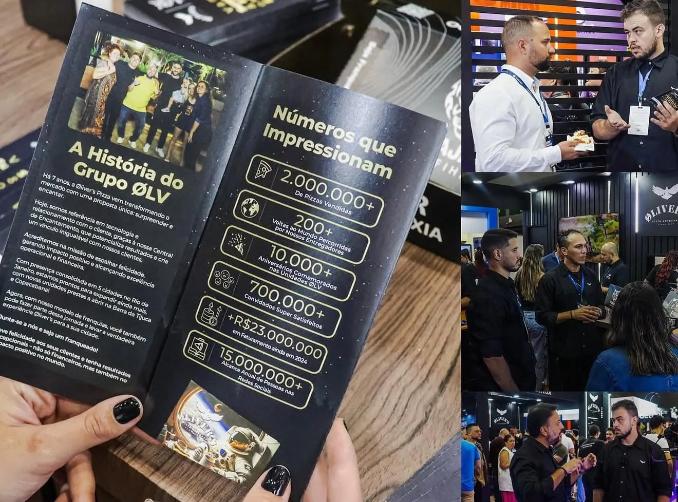 Material institucional Øliver's com os números da marca